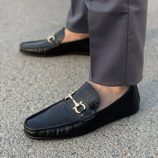 LS Pure Leather Handmade Horsebit Loafer WS-856 Black