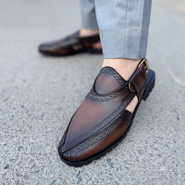 WS Pure Leather Handmade Chirag Peshawari Chappal WS-375