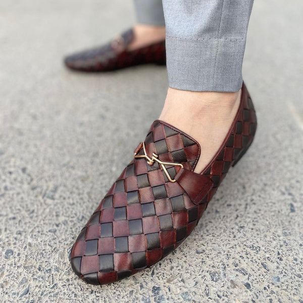 WS Pure Leather Handmade knitted Formal Shoes-870