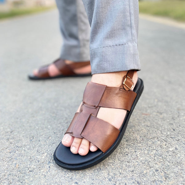 WS Pure Leather Handmade Glossy Sandal WS-154