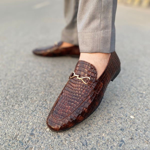 WS Pure Leather Handmade Brown Double Buckled Formal Shoes WS-426