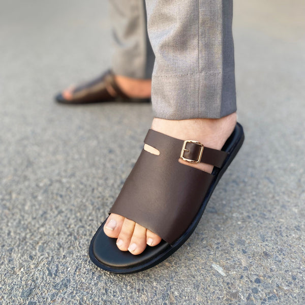 WS Pure Leather Handmade Padasa Chappal WS-137 BRN